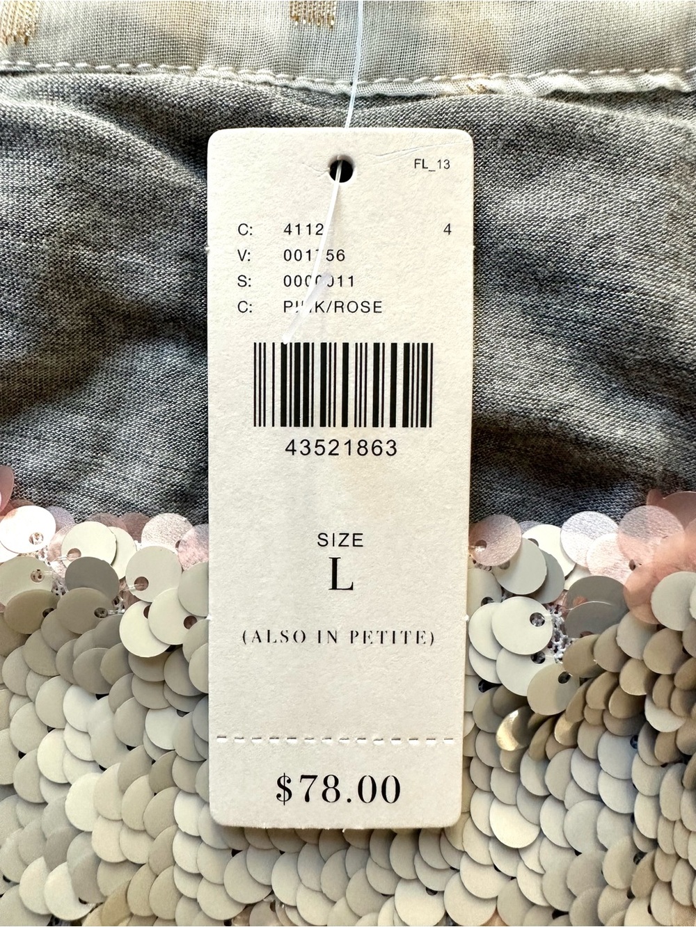 Tiny Anthropologie Sequin Cami Pink Gold Velvet Trim NWT Large - Picture 7 of 10